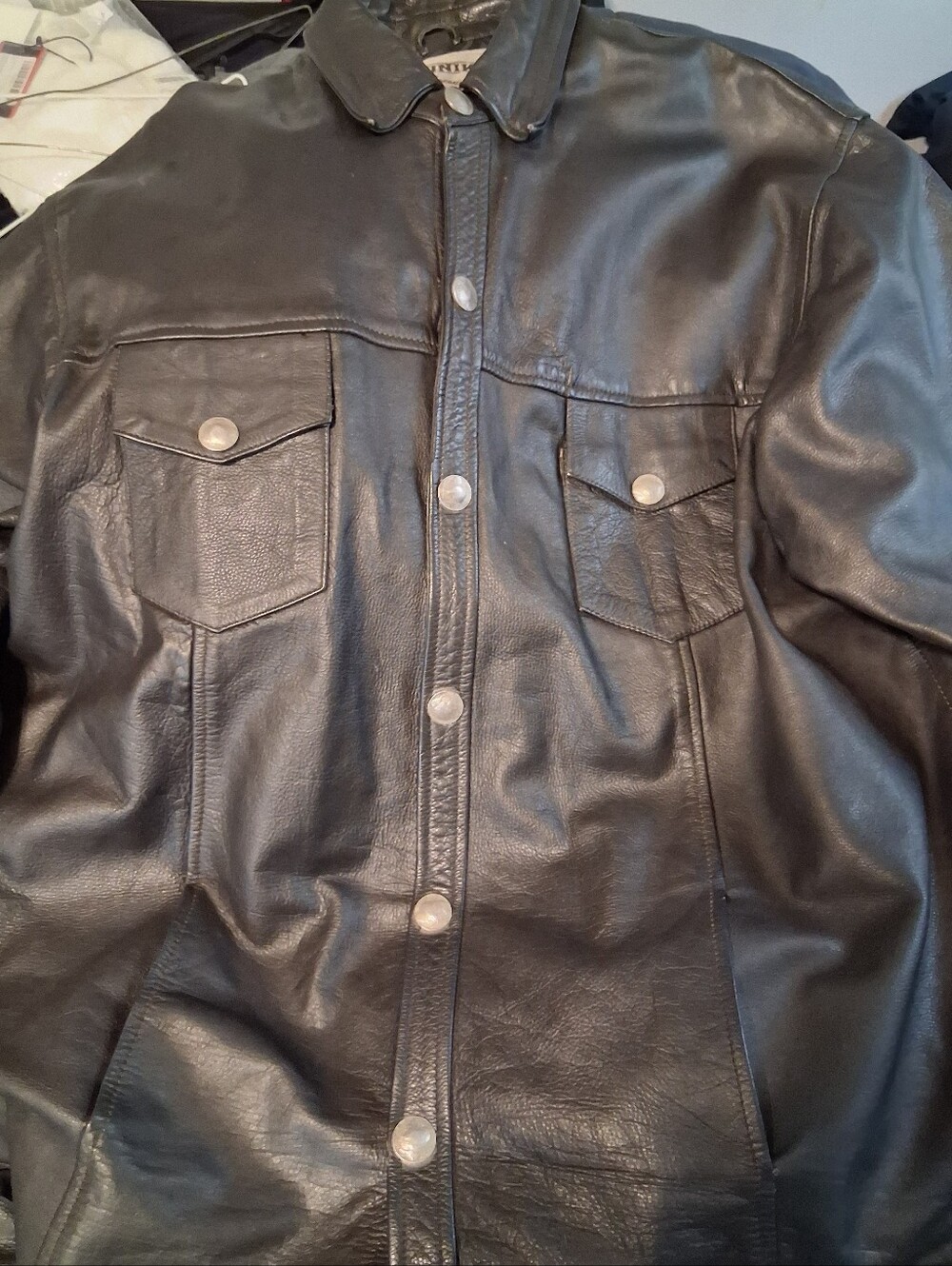 Unik MENS BUFFALO LEATHER TRUCKERS  JACKETS WITH BUFFALO NICKEL SNAPS XXXL SLIM